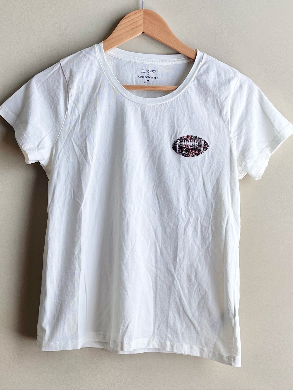 J. Crew White Short-Sleeve Tee with Sequined Emblem - Picture 2 of 4